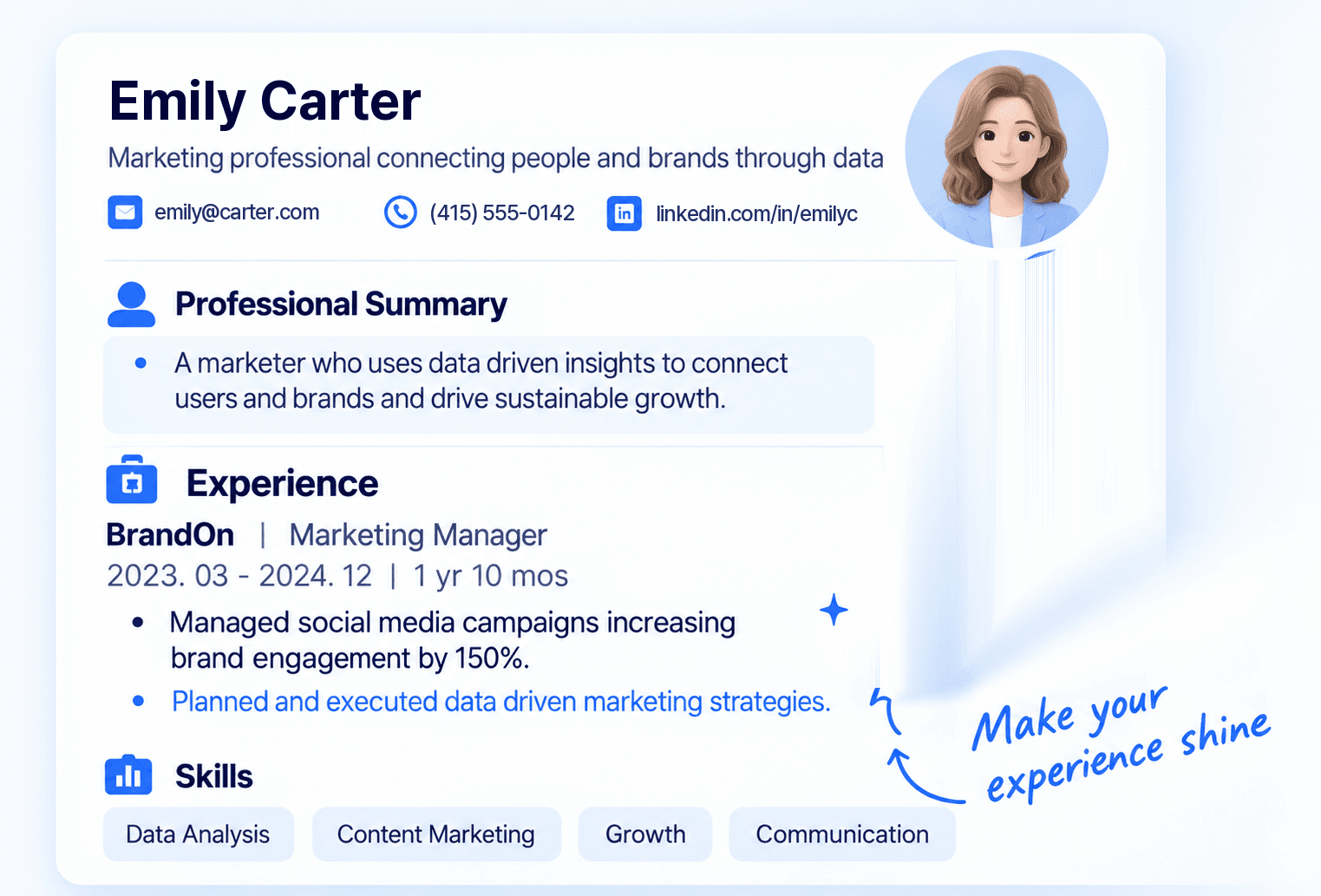 AI refining the wording of a resume